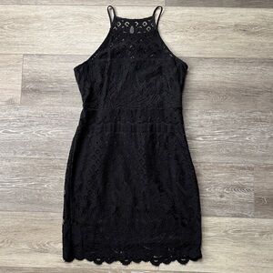 Express Black Lace Halter Mini Dress NWOT